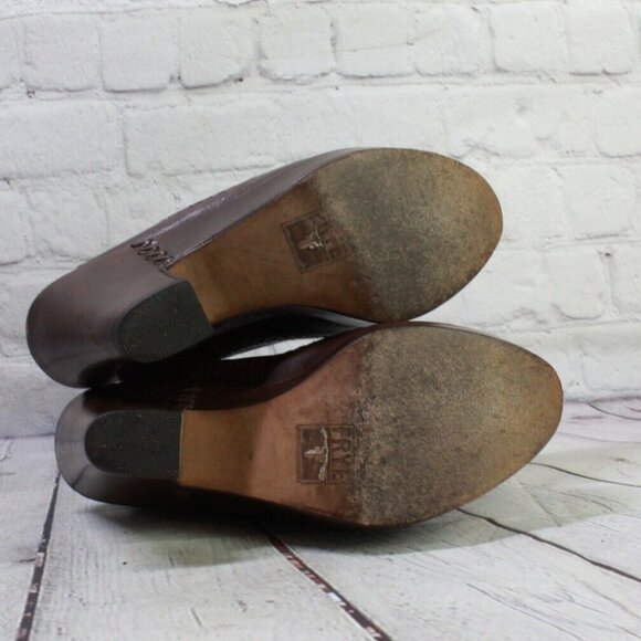 Frye Brown Leather Slip On Sling Back Open Toe Heeled Sandals Size 9.5 B - Picture 9 of 9